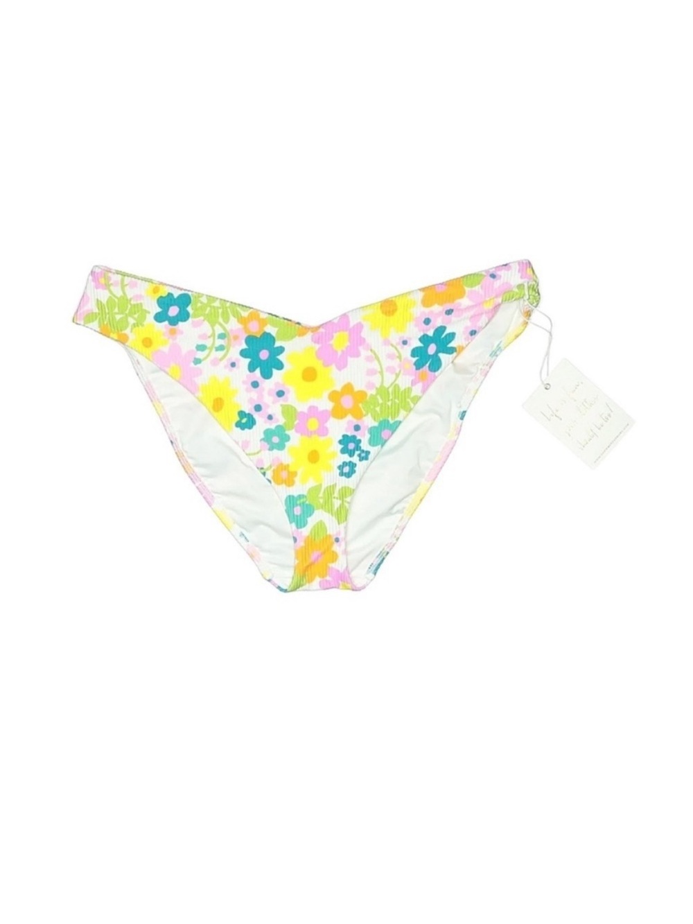 Show Me Your Mumu White Floral Ribbed Hipster Bikini Bottoms